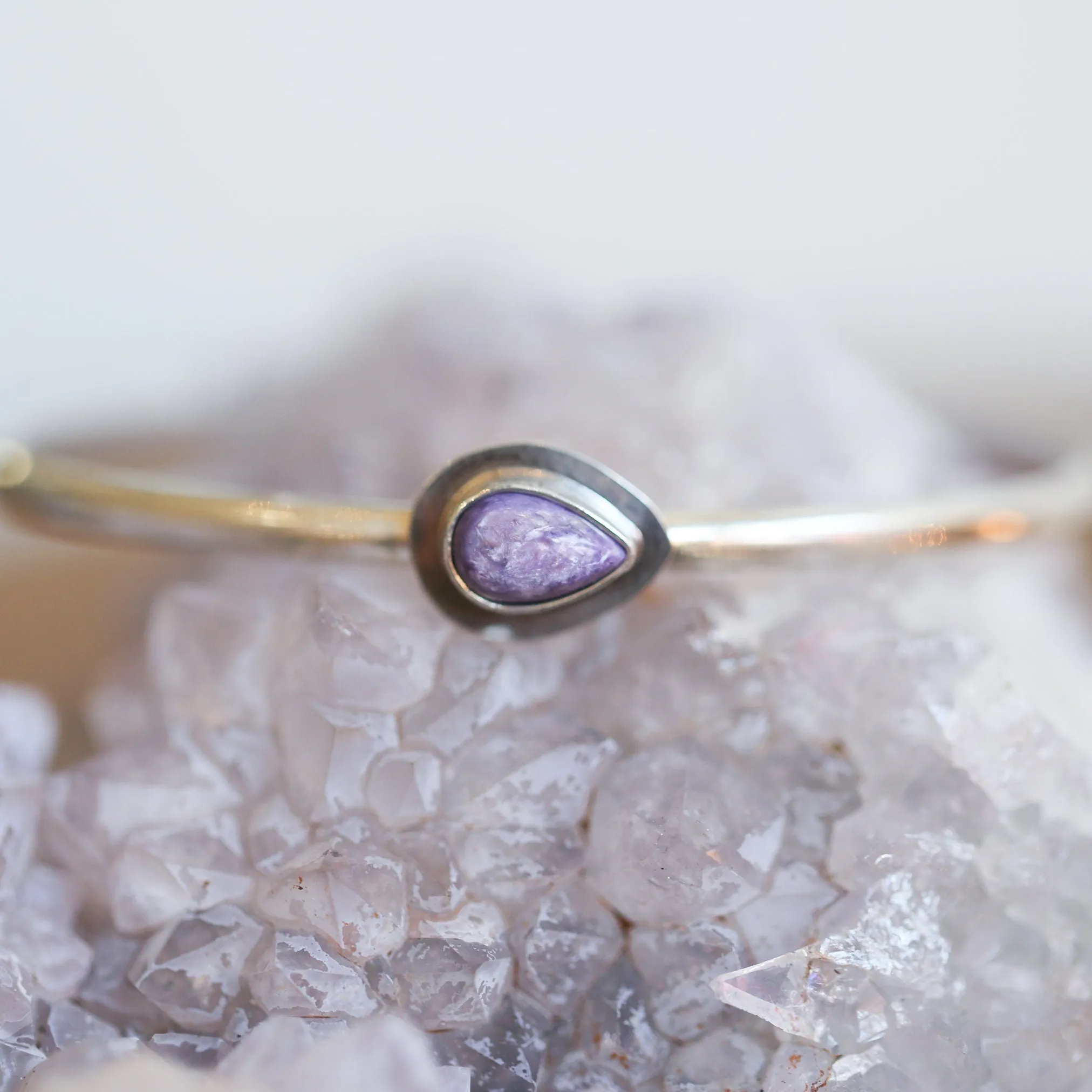 Charoite Bracelet - Charoite Cuff Bracelet - Russian Charoite Bangle