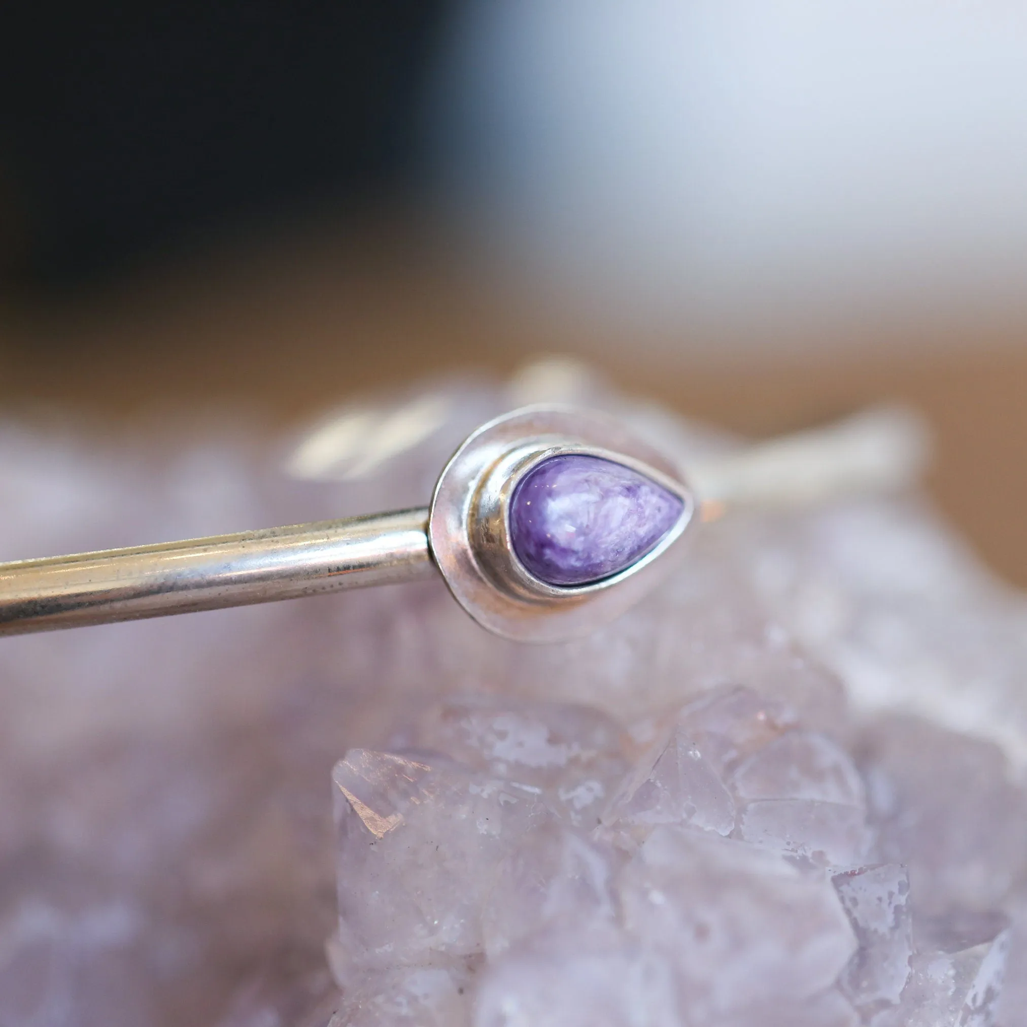 Charoite Bracelet - Charoite Cuff Bracelet - Russian Charoite Bangle