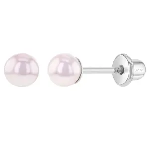 Children's Sterling Silver 4mm Pink Pearl Stud Earrings