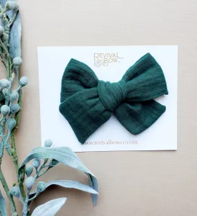 Christmas Bow on Clip in Mountain Pine Gauze