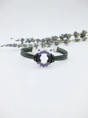 Circle: Amethyst Leather Bracelet - b280