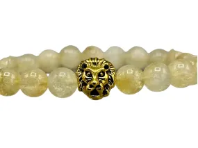 Citrine and Lion Beaded Stretch Bracelet