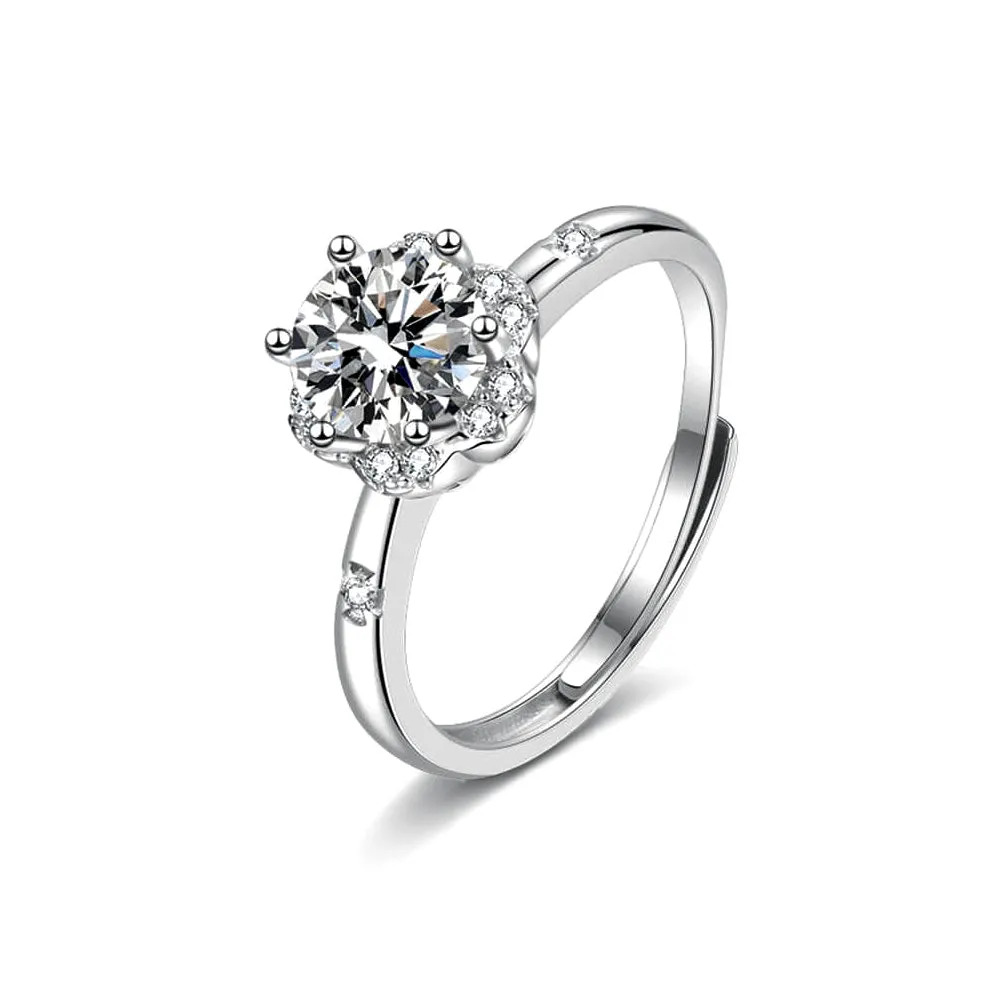 Classic Flower Circle Moissanite Ring