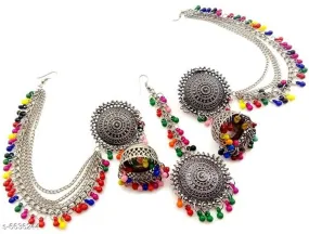 Contemporary Afghani Kashmiri Tribal Stylish Multi Bahubali Jewellery Set For Women