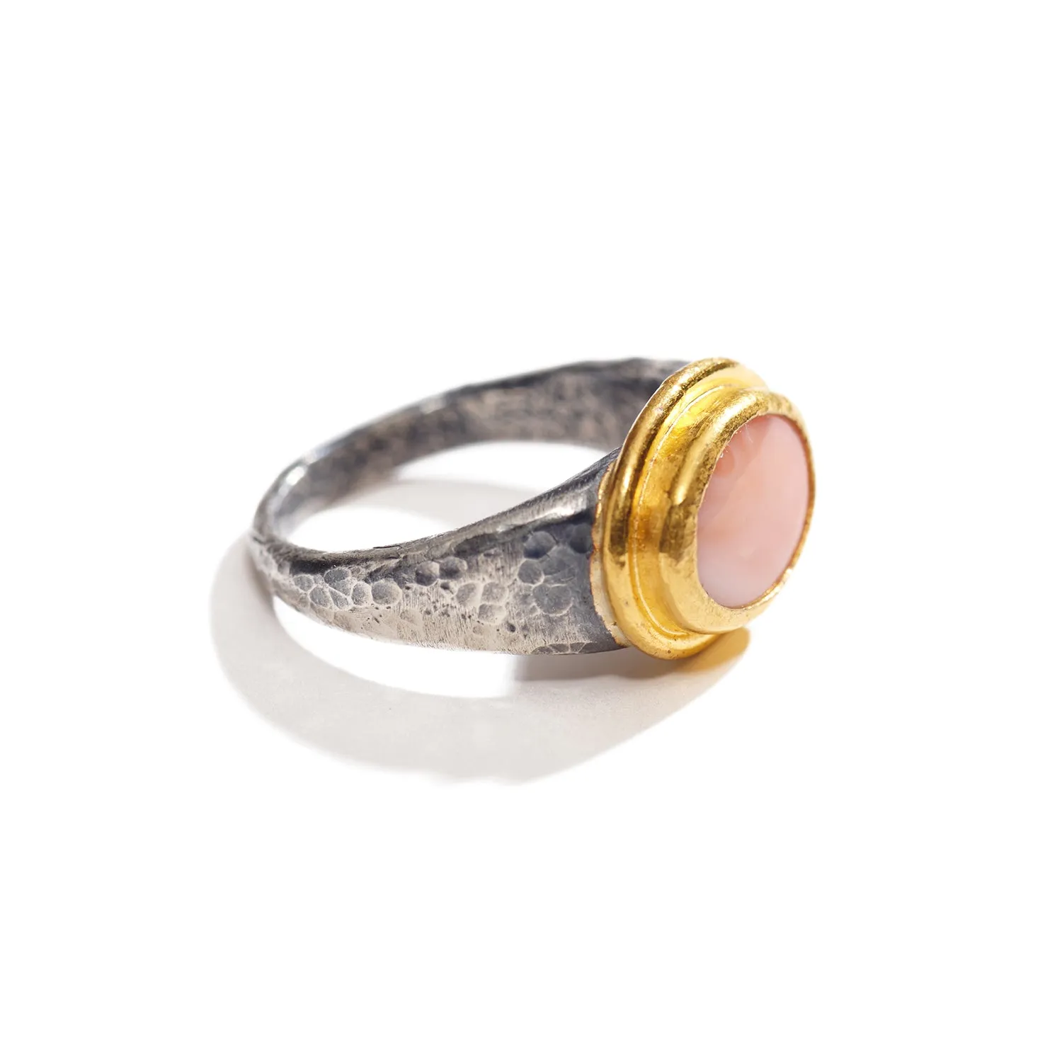 Coral and Silver Ring