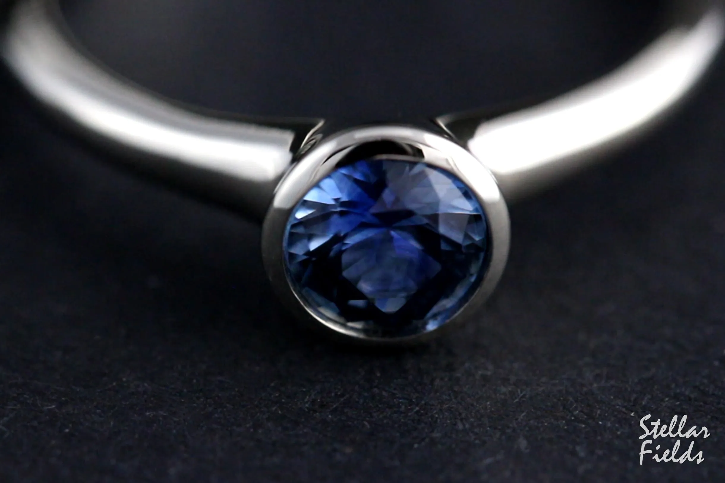 Cornflower Blue Montana Sapphire Bezel Engagement Ring Modern Minimal