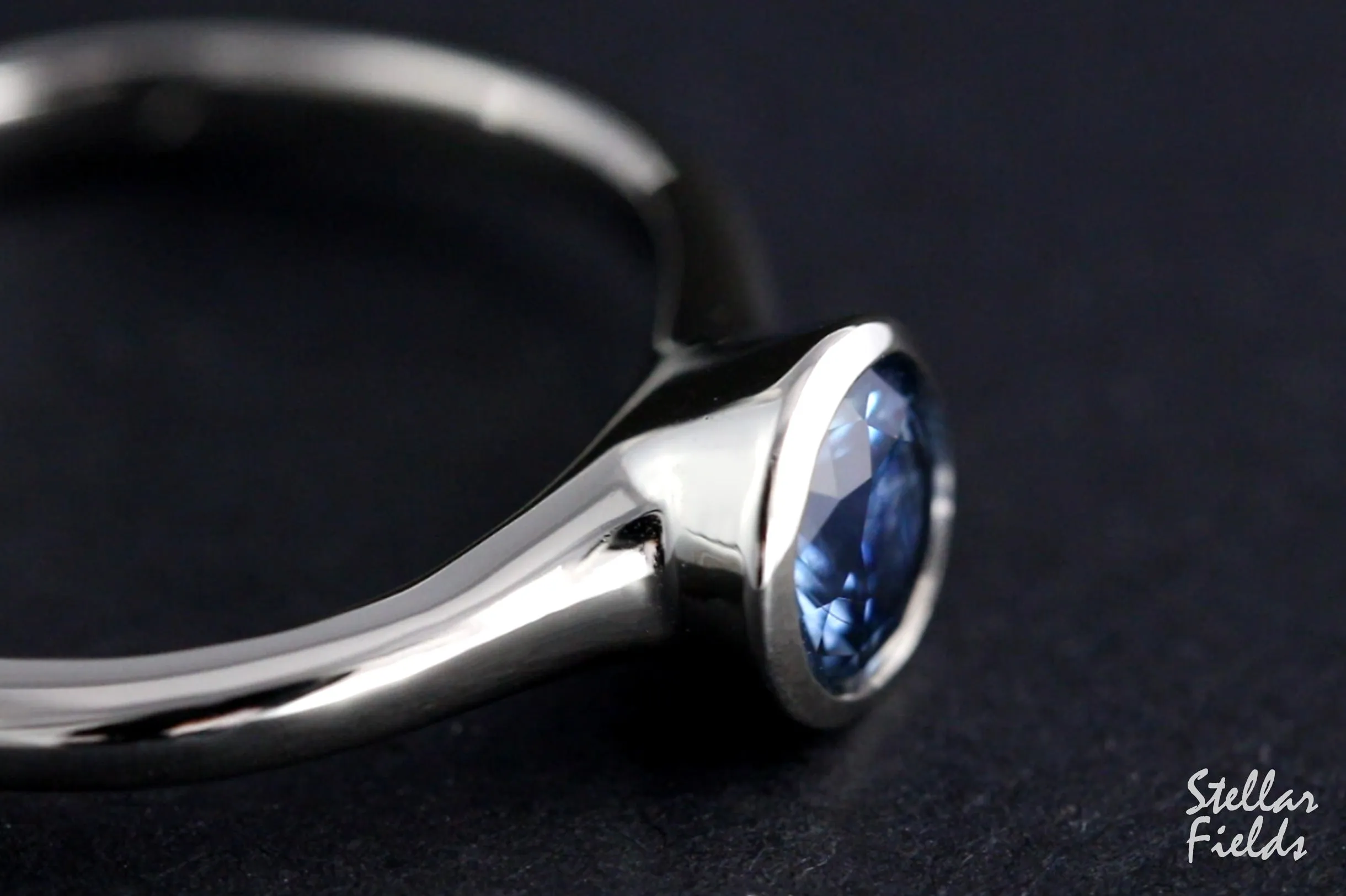 Cornflower Blue Montana Sapphire Bezel Engagement Ring Modern Minimal