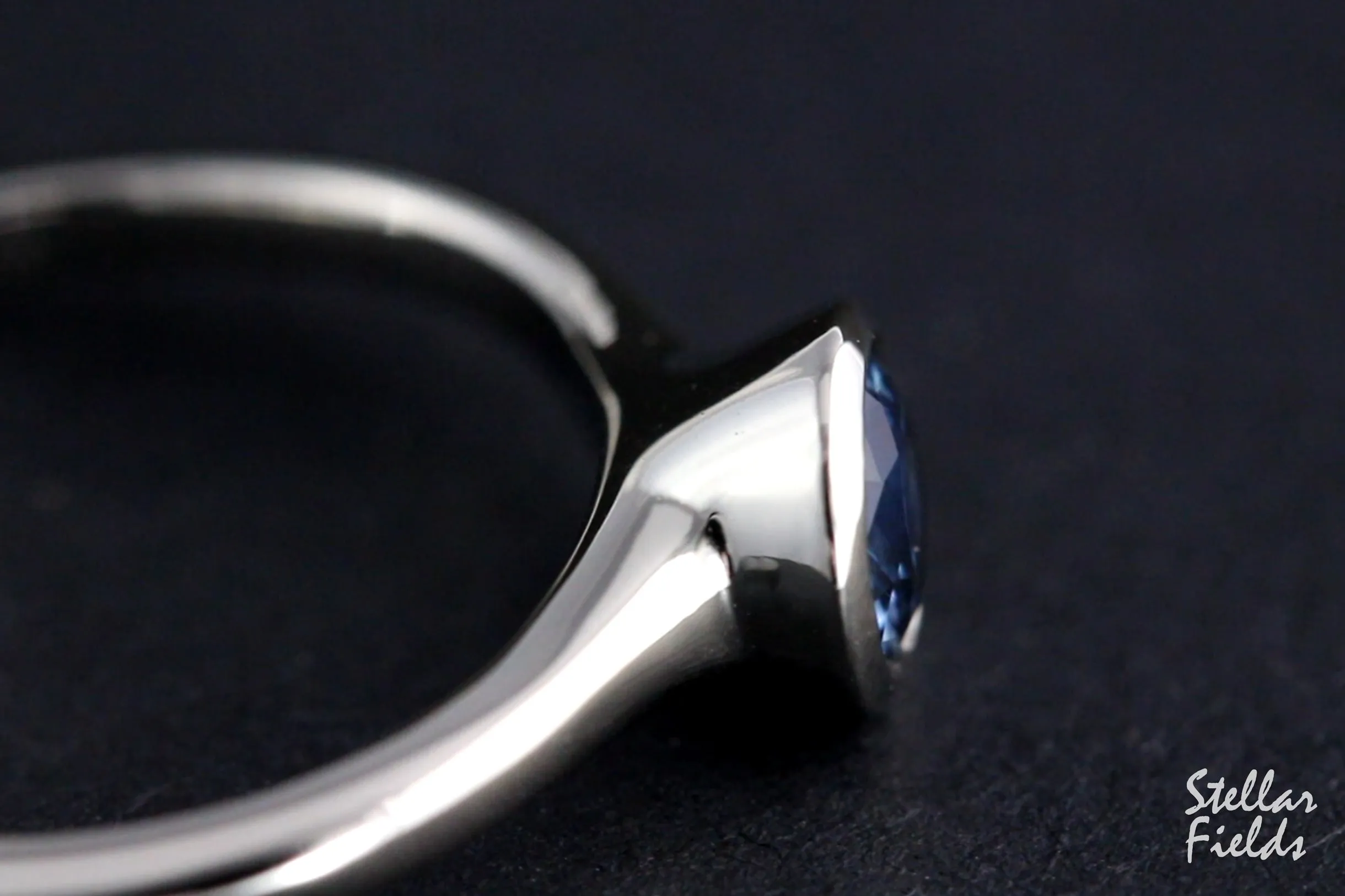 Cornflower Blue Montana Sapphire Bezel Engagement Ring Modern Minimal