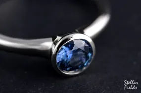 Cornflower Blue Montana Sapphire Bezel Engagement Ring Modern Minimal