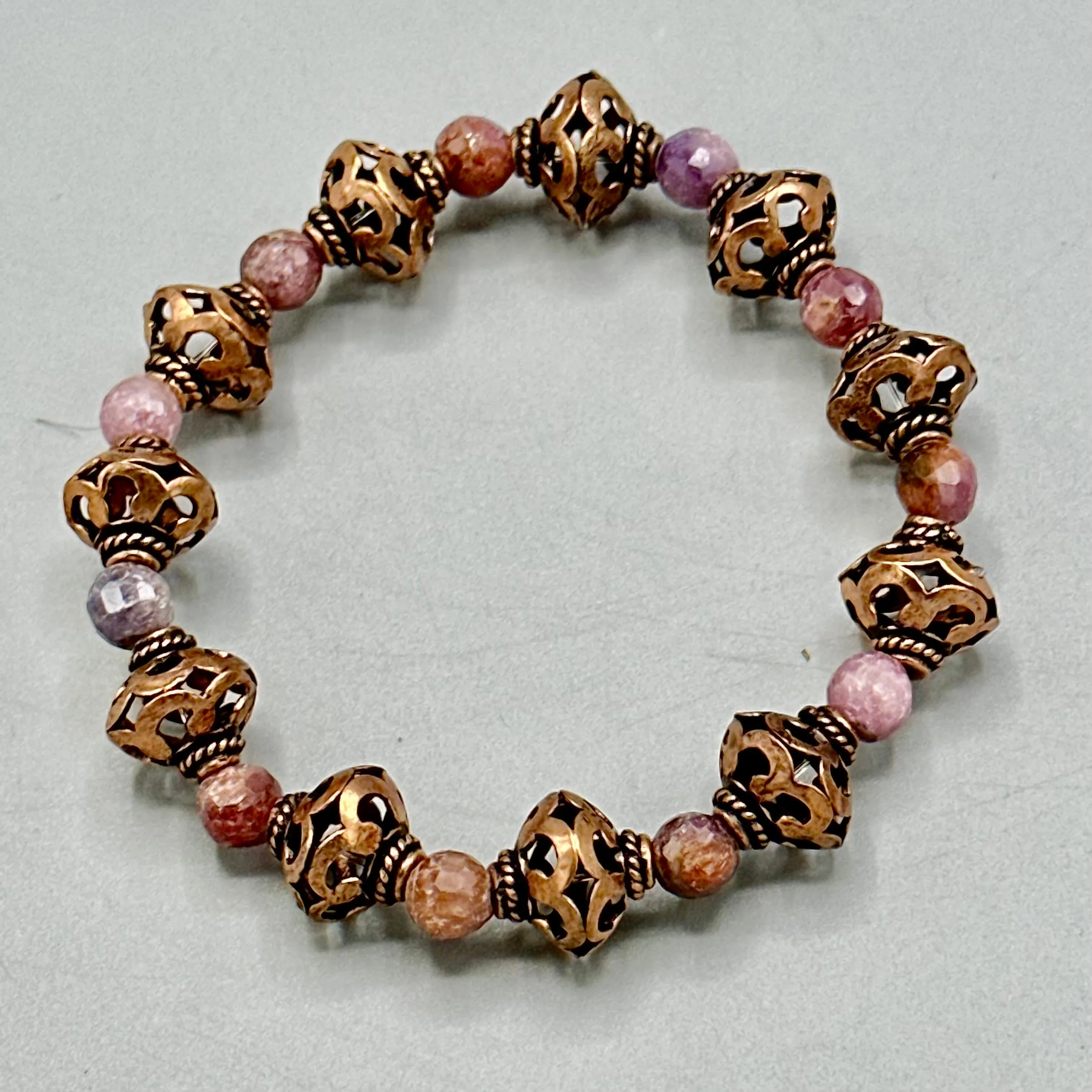 Corundum and copper bracelet