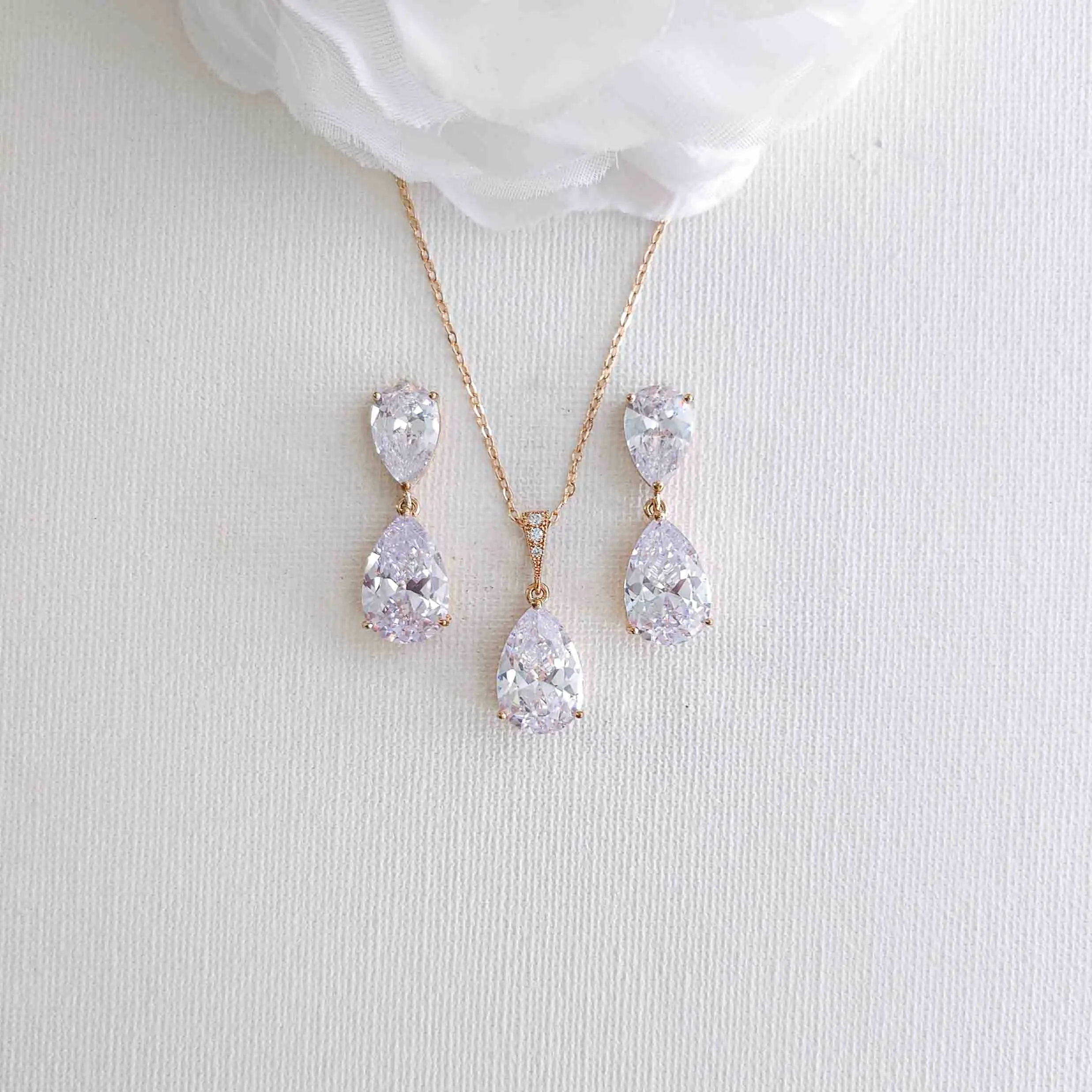 Cubic Zirconia Bridal Jewelry Set-Clara