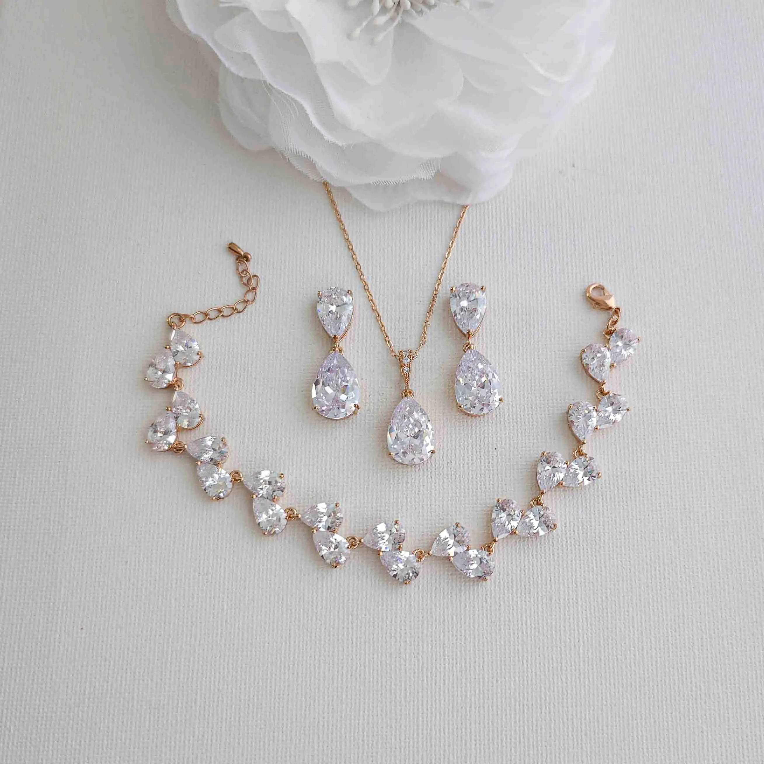 Cubic Zirconia Bridal Jewelry Set-Clara