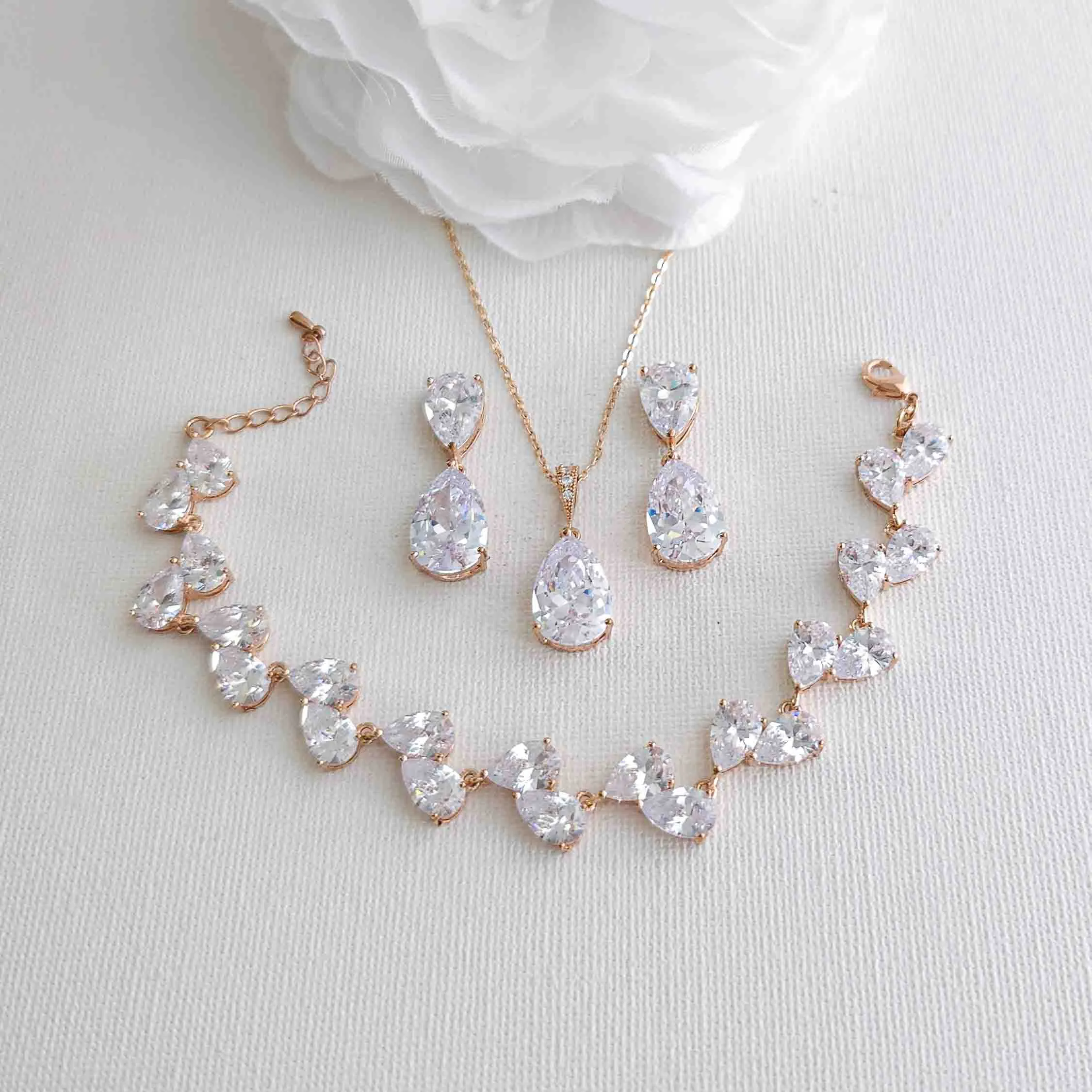 Cubic Zirconia Bridal Jewelry Set-Clara