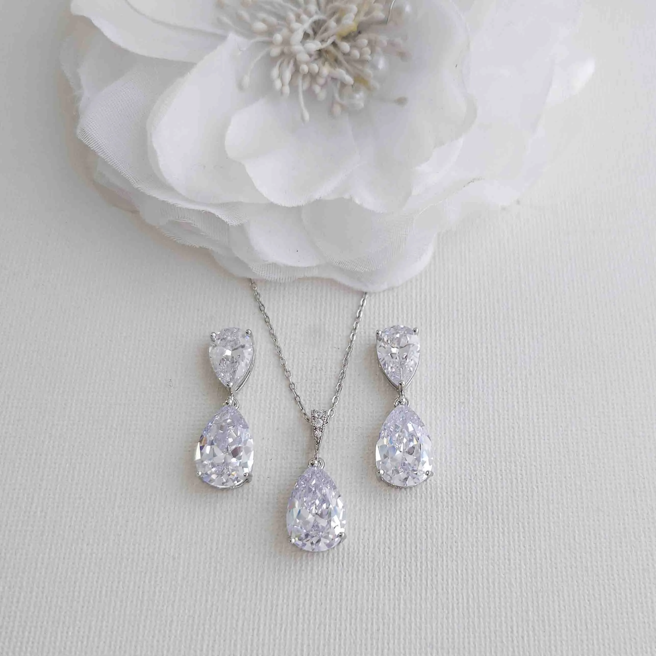 Cubic Zirconia Bridal Jewelry Set-Clara