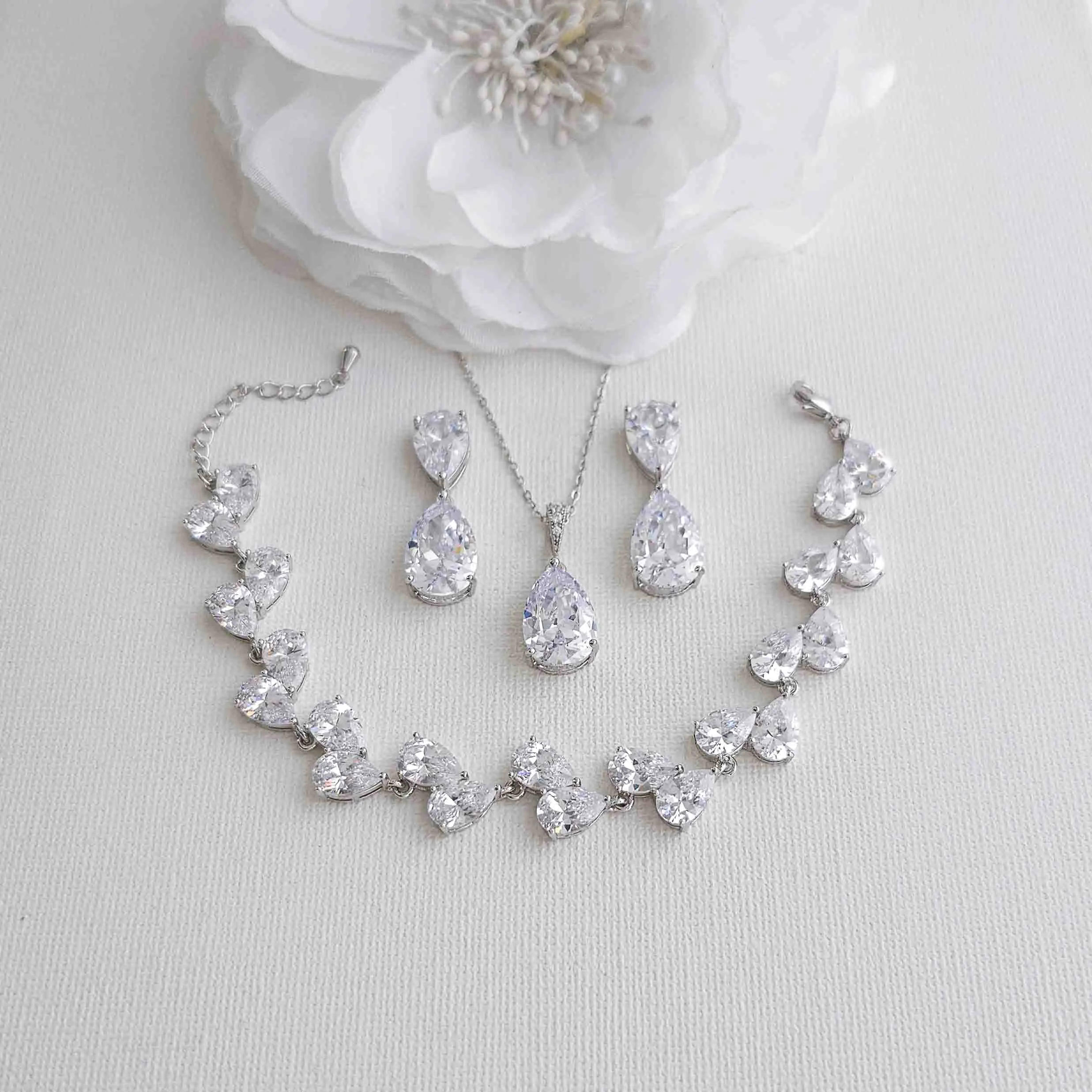 Cubic Zirconia Bridal Jewelry Set-Clara