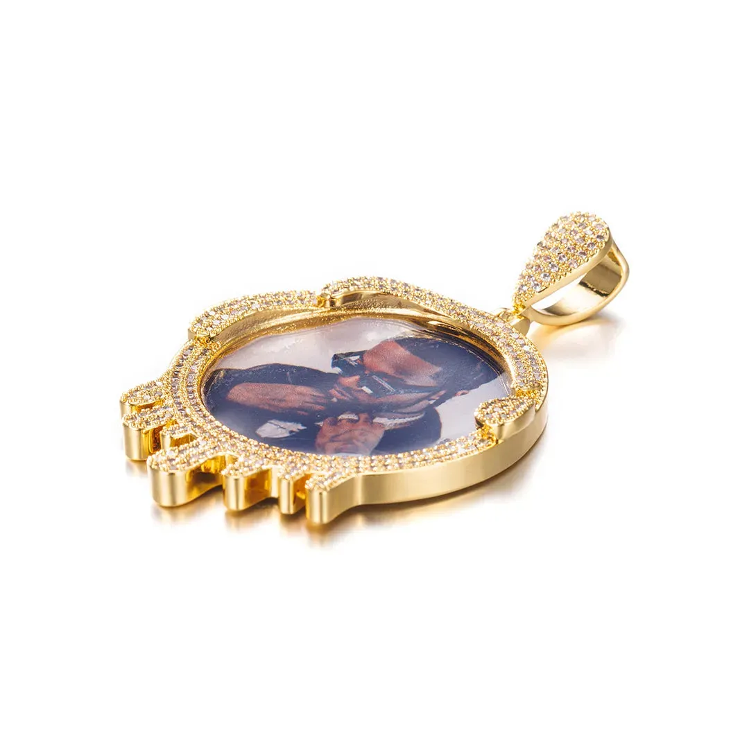 Custom Dripping Round Photo Pendant