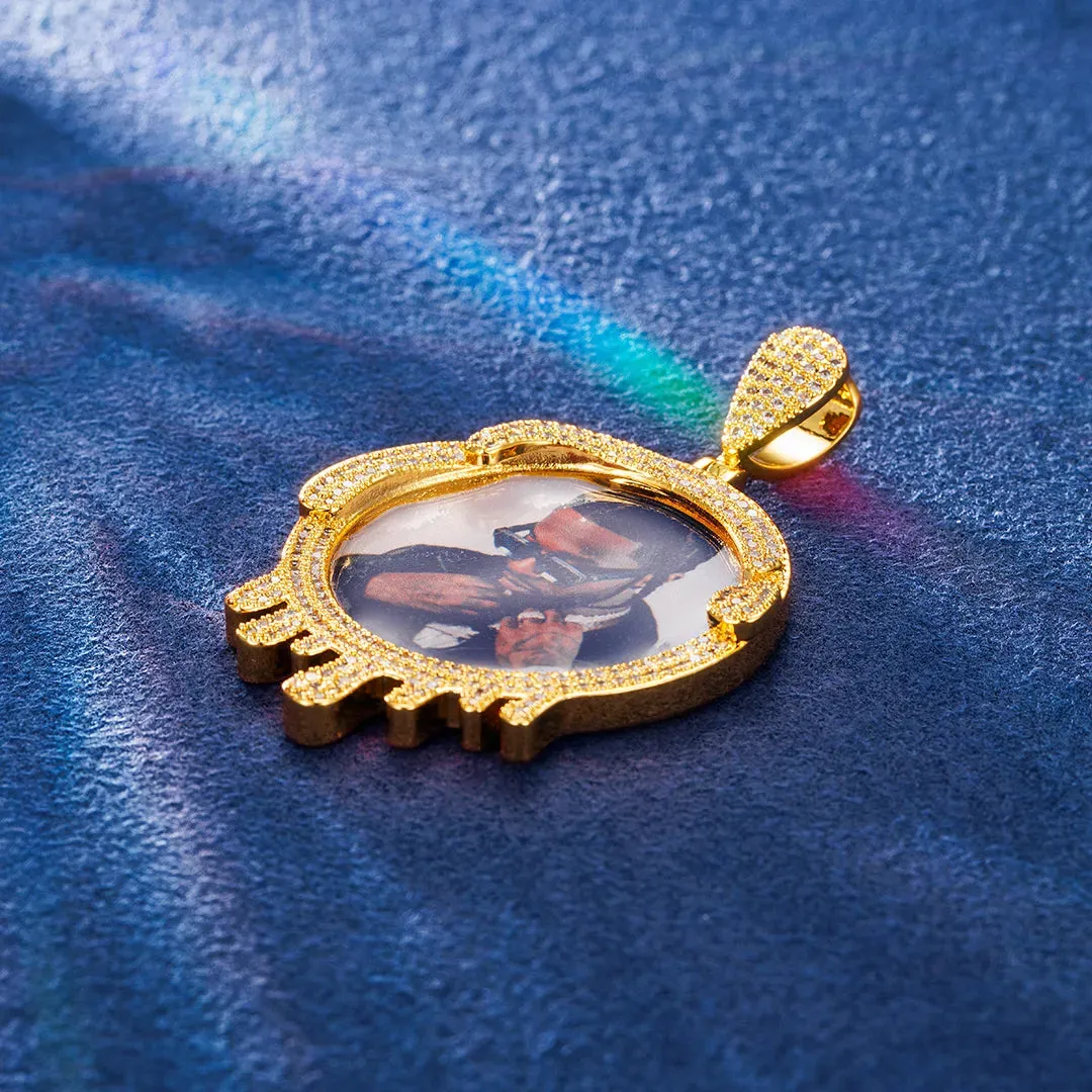 Custom Dripping Round Photo Pendant