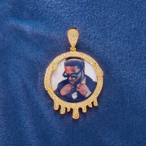 Custom Dripping Round Photo Pendant