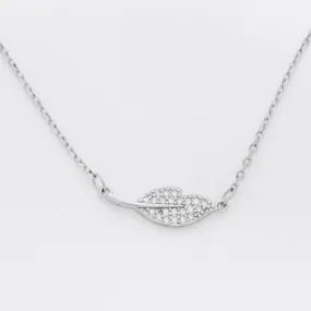 CZ Paved Leaf Sterling Silver Necklace