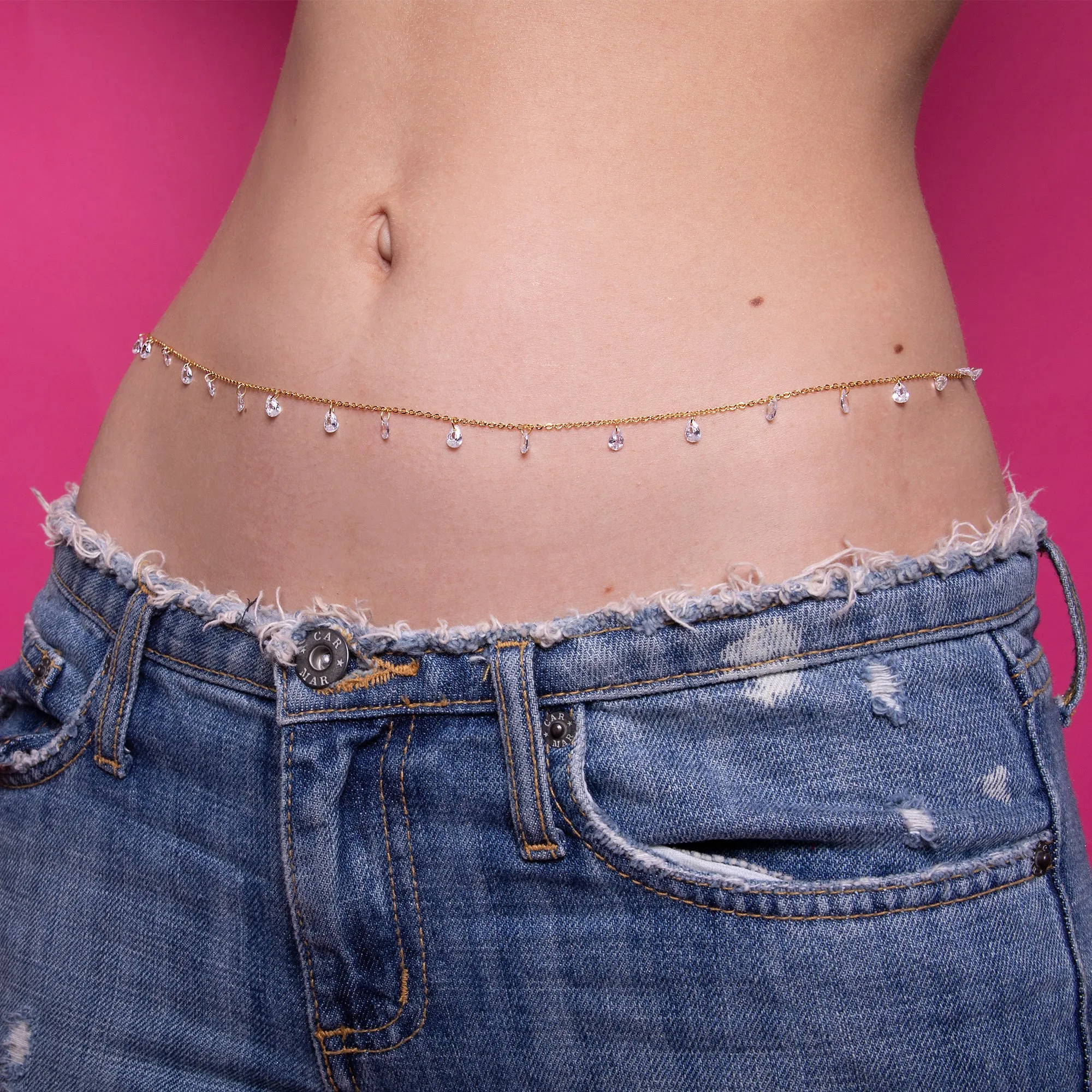 Dainty Crystal Drop Belly Chain