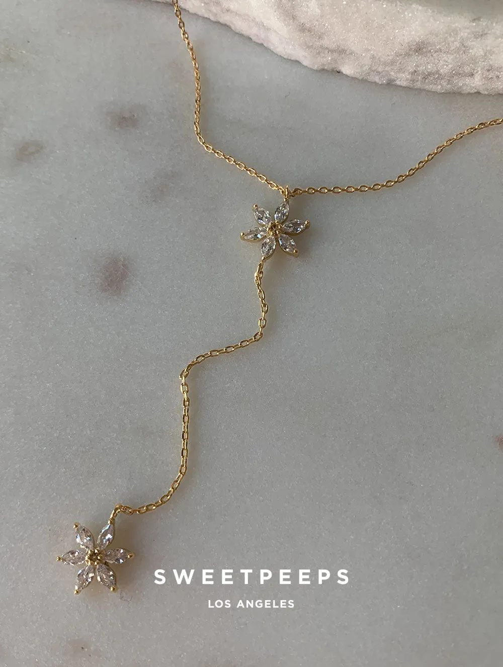 Diamond Petal Lariat Necklace