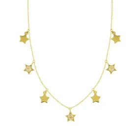 DIAMOND STARS NECKLACE 14K