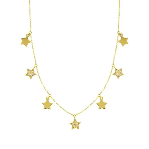 DIAMOND STARS NECKLACE 14K