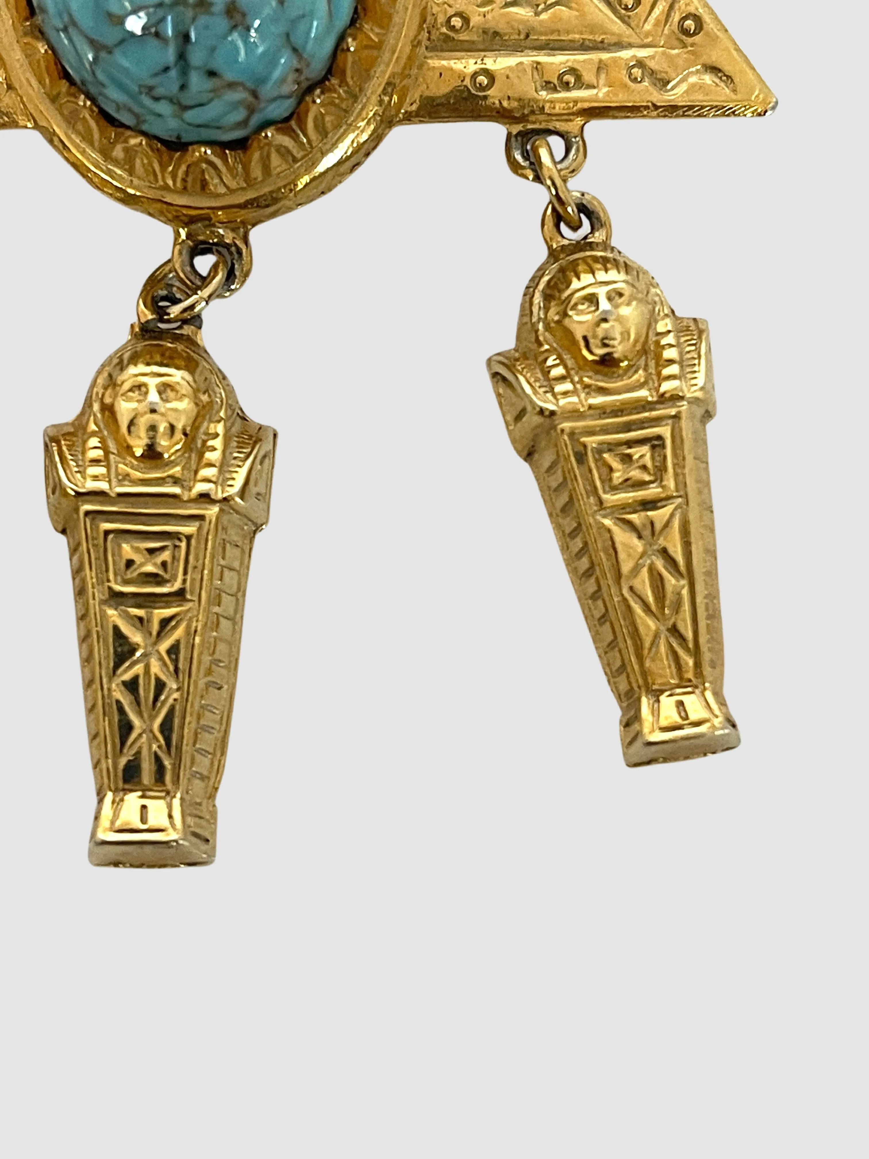 DONALD BROOKS 1960s 1970s Mid Century Egyptian Cleopatra Theme Pendant Necklace