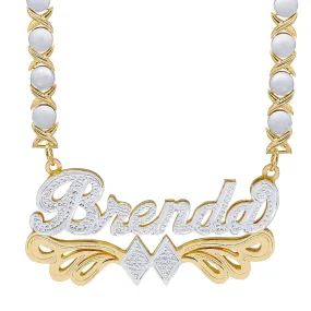 Double Plated Name Necklace Brenda with Rhodium Xoxo Chain