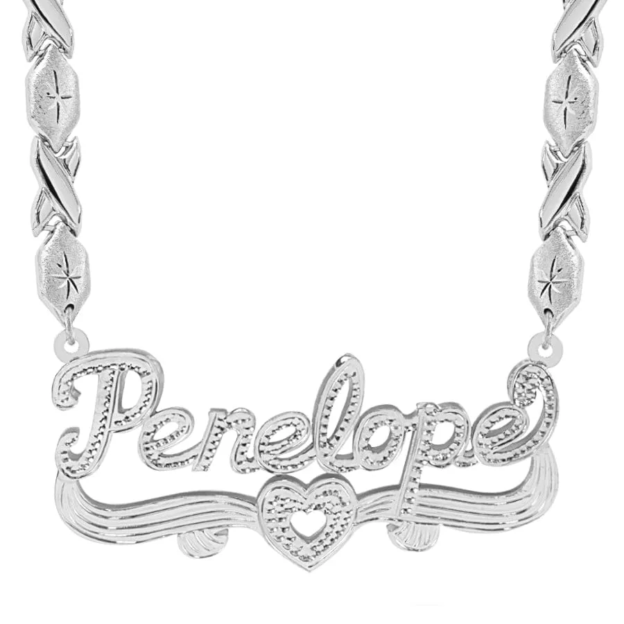 Double Plated Name Necklace Penelope with Xoxo chain