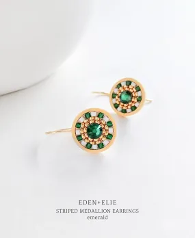 EDEN   ELIE Striped Medallion drop earrings - emerald