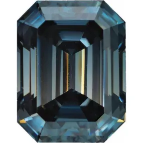 Emerald Cut Blue-Gray Moissanite Loose Stone