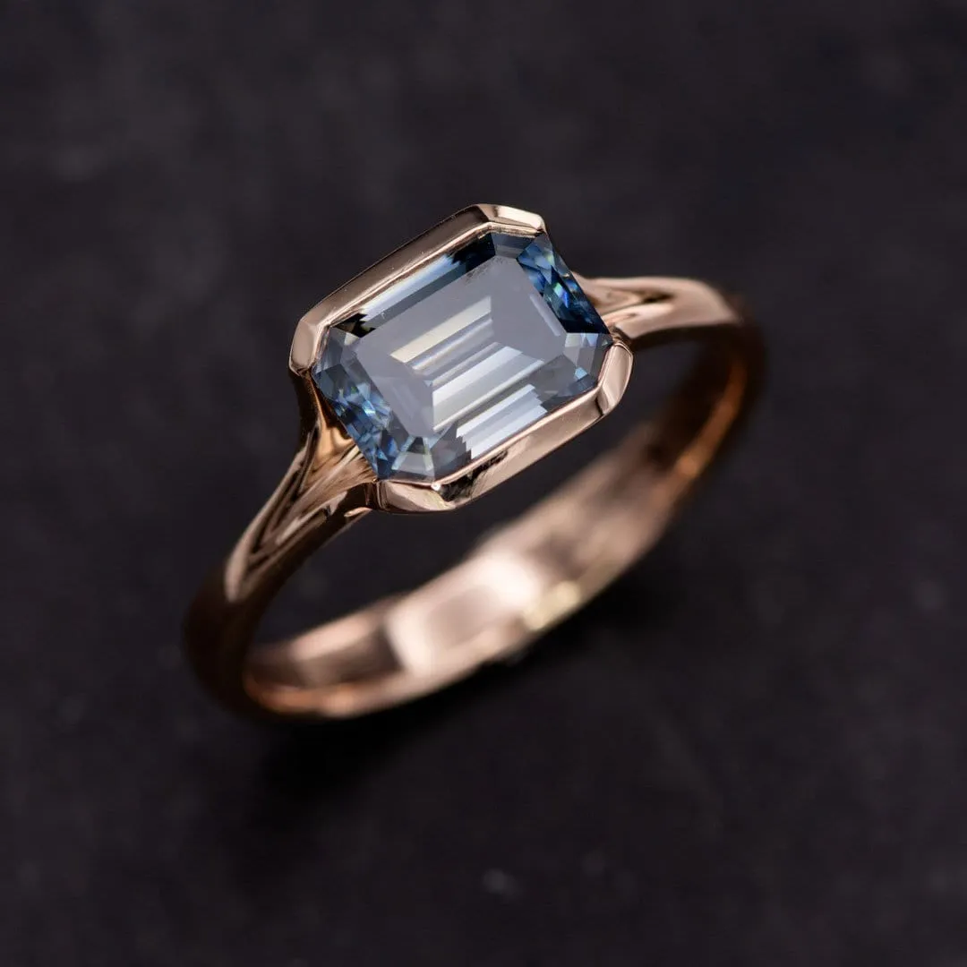 Emerald Cut Blue-Gray Moissanite Loose Stone