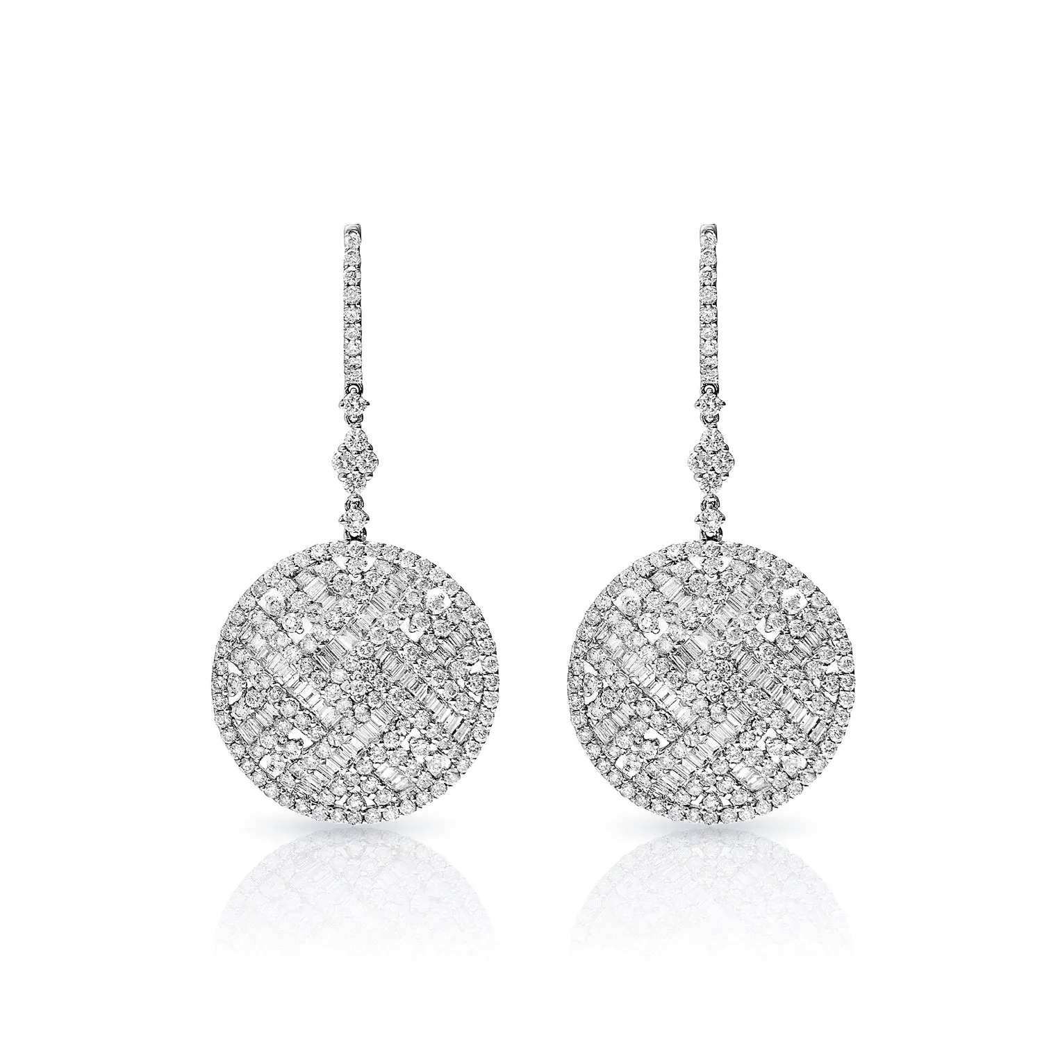 Emilia 7 Carat Combined Mixed Shape Diamond Drop Earrings in 14 Karat White Gold