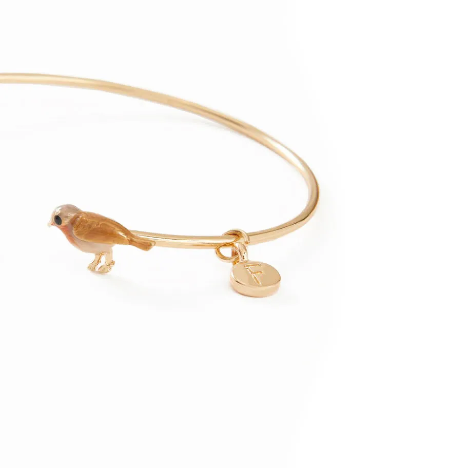 Enamel Robin Bangle Bracelet