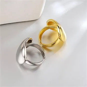 Exaggerated Trendy Sterling Silver Band Ring