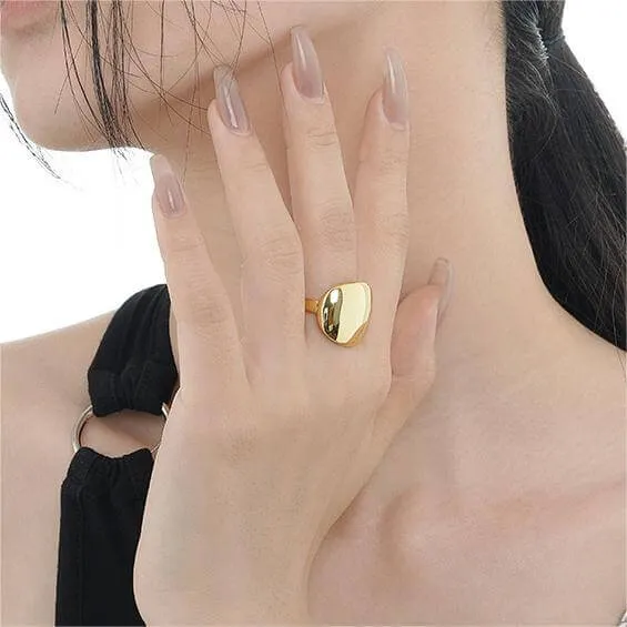 Exaggerated Trendy Sterling Silver Band Ring