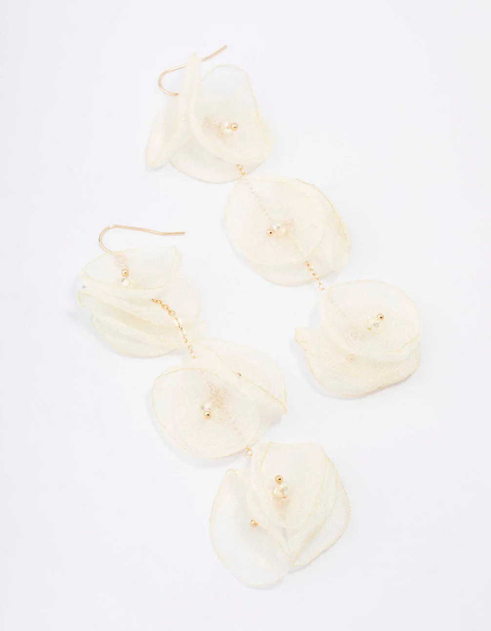 Gold & Cream Petal Drop Earrings