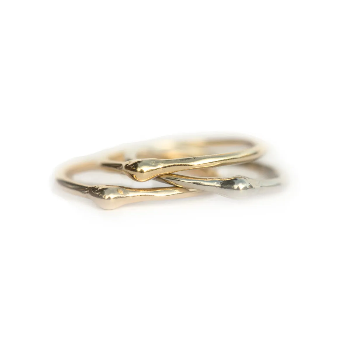 Gold Dewdrop Stacking Rings - Hand Carved Dainty Stacking Rings in Recycled Gold by Anueva Jewelry