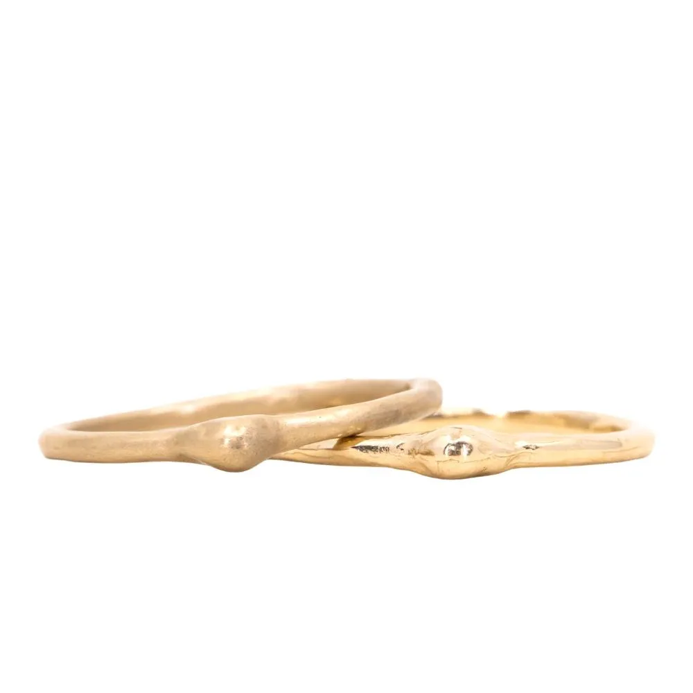 Gold Dewdrop Stacking Rings - Hand Carved Dainty Stacking Rings in Recycled Gold by Anueva Jewelry