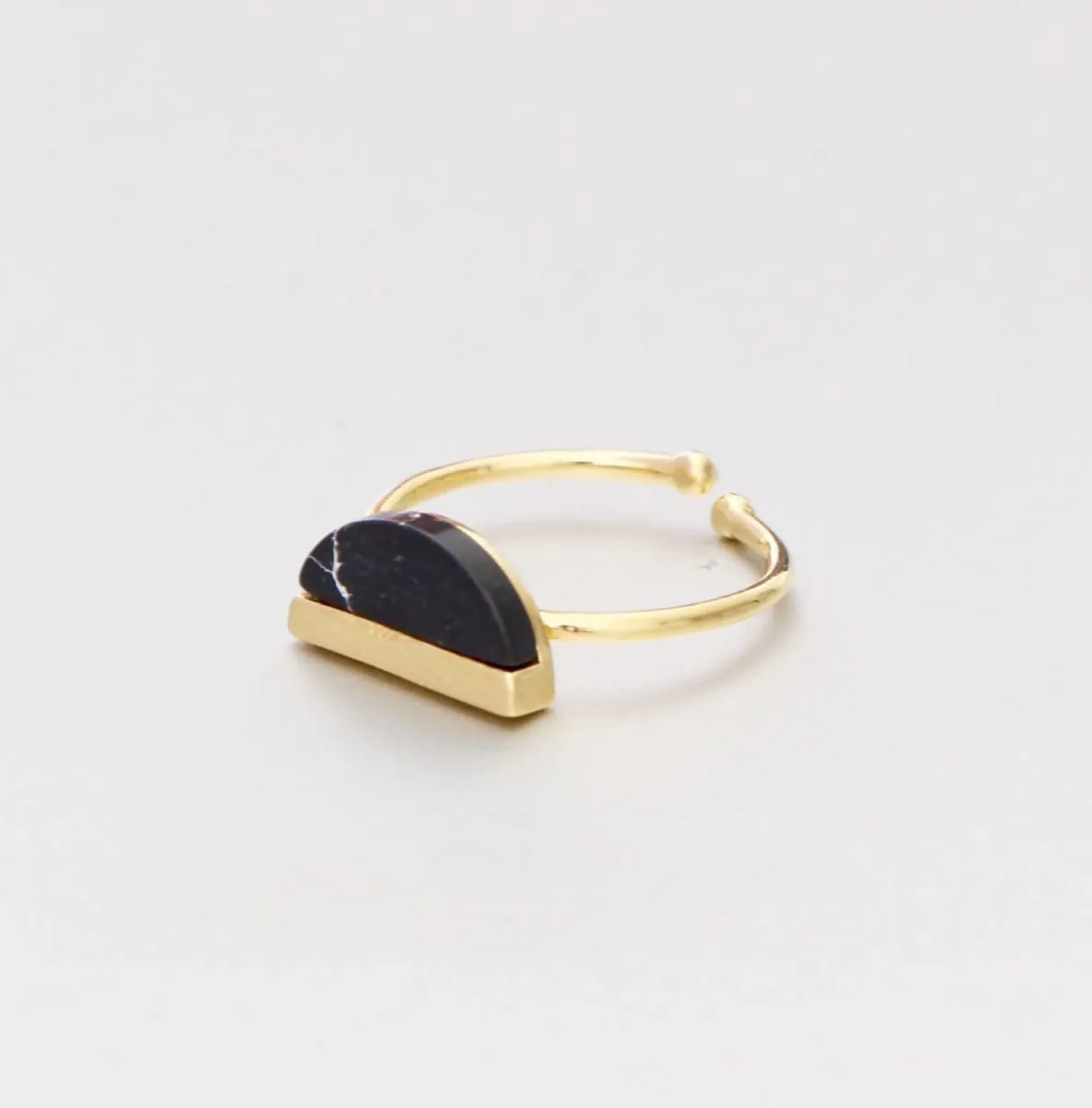 Gold Dipped Ring, Black Marble, Half Moon Stone ,Ring/Toe Ring, Geometric Jewelry, Gypsy Ring, Gifts For Her, Bohemian Ring, MR25