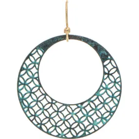 Gold Patina Open Mesh Circle Earring