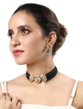 Gold Plated Kundan Necklace with Agate