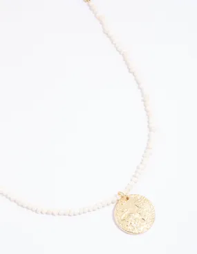 Gold Plated Mini Freshwater Pearl Molten Disc Necklace