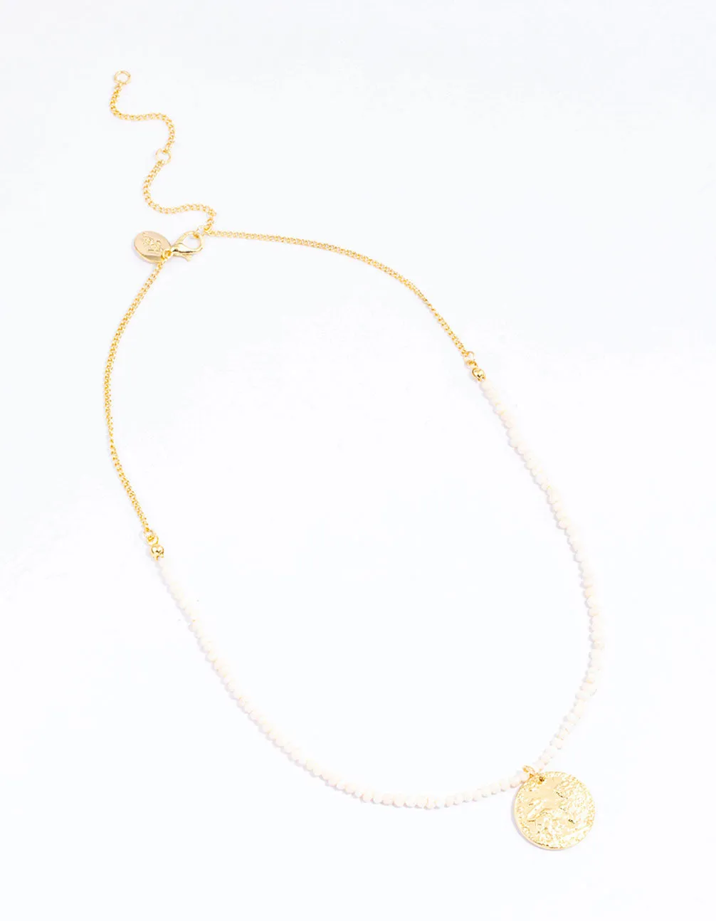 Gold Plated Mini Freshwater Pearl Molten Disc Necklace