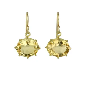 Gold Prong-Set Oval Faceted Citrine Earrings