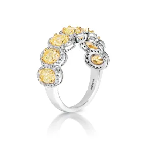 Gracelynn 3 Carat Yellow Combine Mix Shape Halo Diamond Engagement Ring in 14k White Gold By Mike Nekta