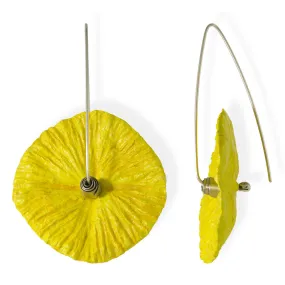 Handmade Flower Earrings Made From Papier-Mâché Yellow