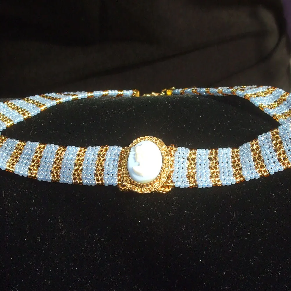 Hayfa,  Blue Cameo Choker Necklace