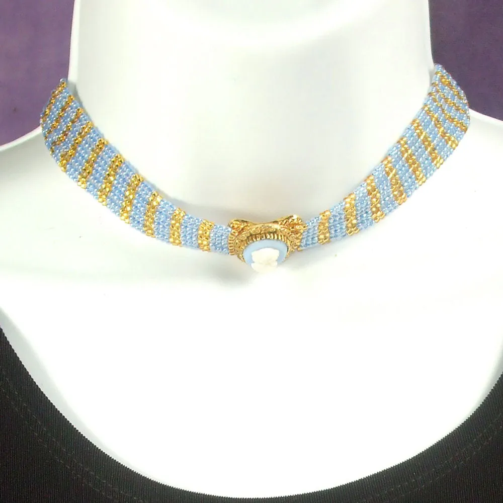 Hayfa,  Blue Cameo Choker Necklace